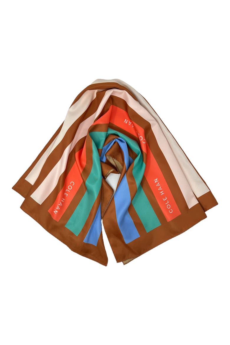 Stripe Square Scarf, Main, color, BRITISH TAN