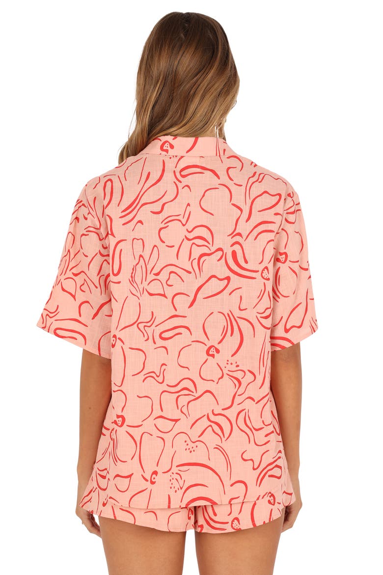 Flower Power Cotton Button-Up Shirt & Shorts Set, Alternate, color, PINK