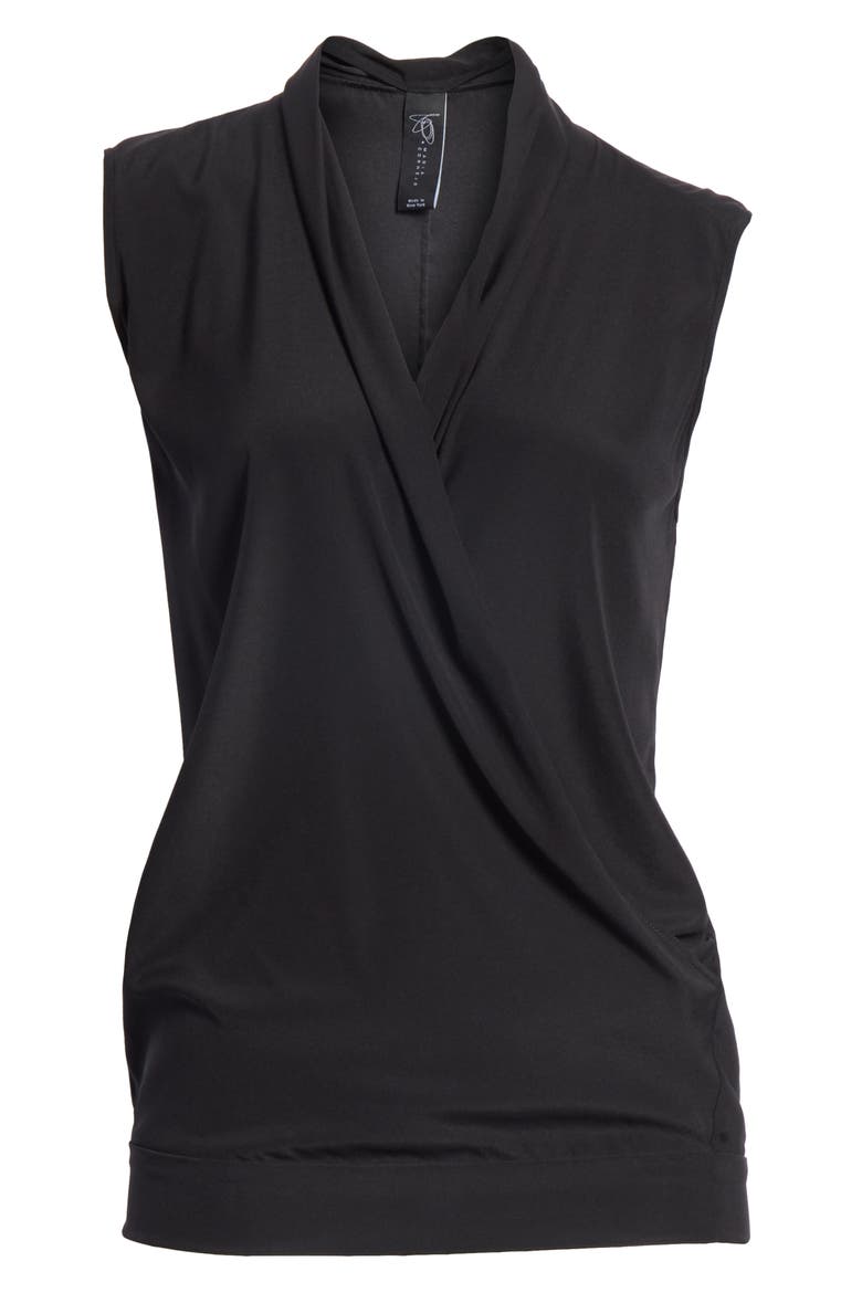 Surplice Stretch Silk Blouse, Alternate, color, BLACK