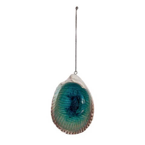 Blue Crab In Seashell Tree Ornament