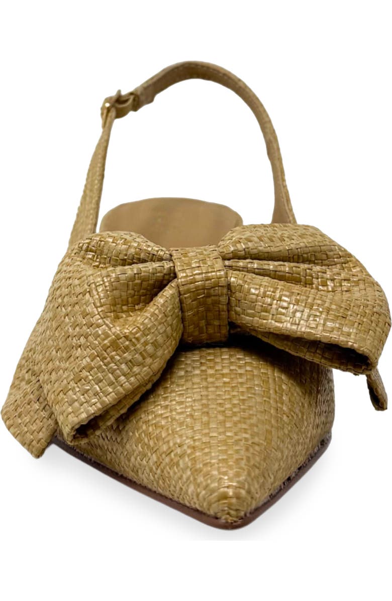 SHUSHOP Nora Bow Kitten Heel Slingback Pump, Alternate, color, Raffia