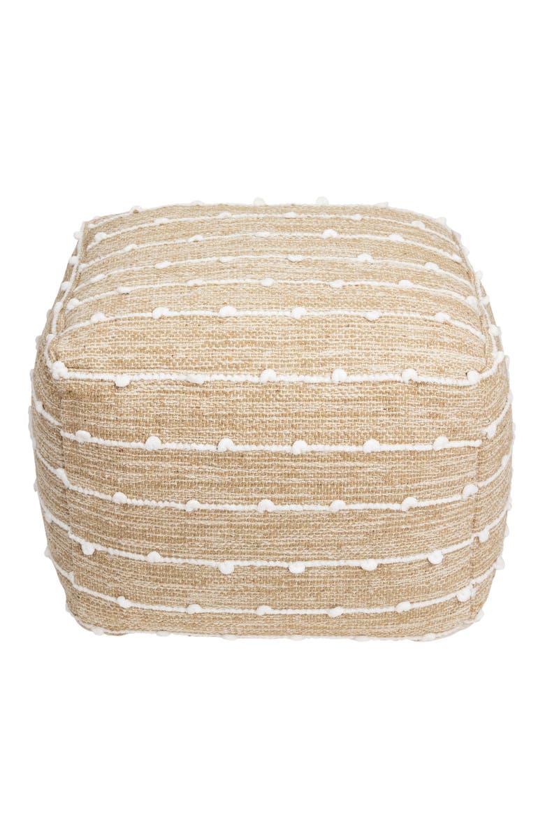 Northlight Woven Cotton Textured Stripe Square Pouf - 14" - Beige, Alternate, color, Beige