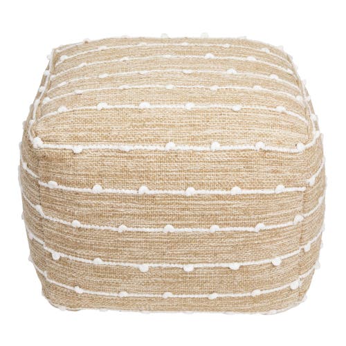 Northlight Woven Cotton Textured Stripe Square Pouf