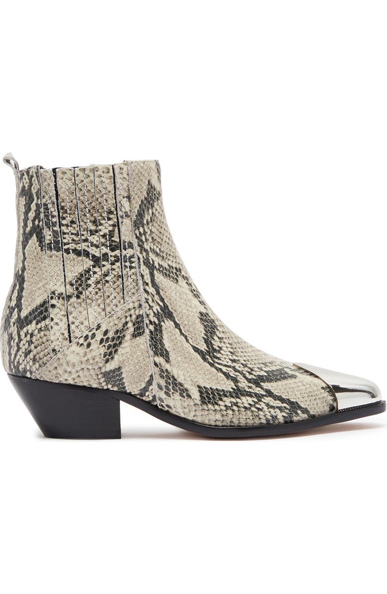 Schutz Luccyen Embossed Snake Skin Bootie, Alternate, color,