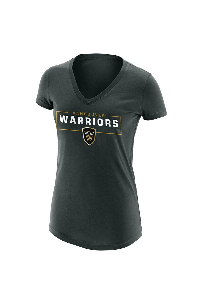 Women's Graphite Vancouver Warriors Primary Logo V-Neck T-Shirt, Alternate, color, Graphite