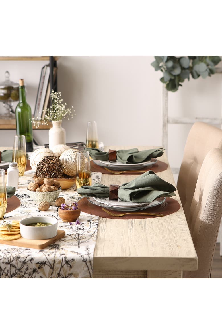 PVC Double frame Round Placemat Set/6, Alternate, color, Cinnamon
