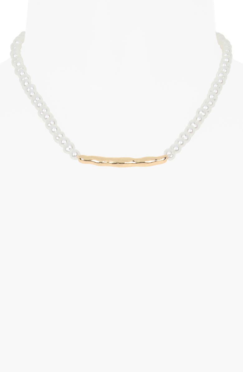 NORDSTROM RACK Water Bar Faux Pearl Necklace, Alternate, color, White- Gold