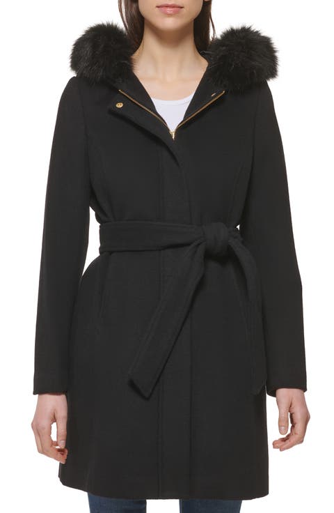 Faux Fur Trim Wool Blend Jacket