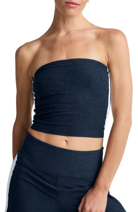 Space Dye Strapless Stripe Crop Top