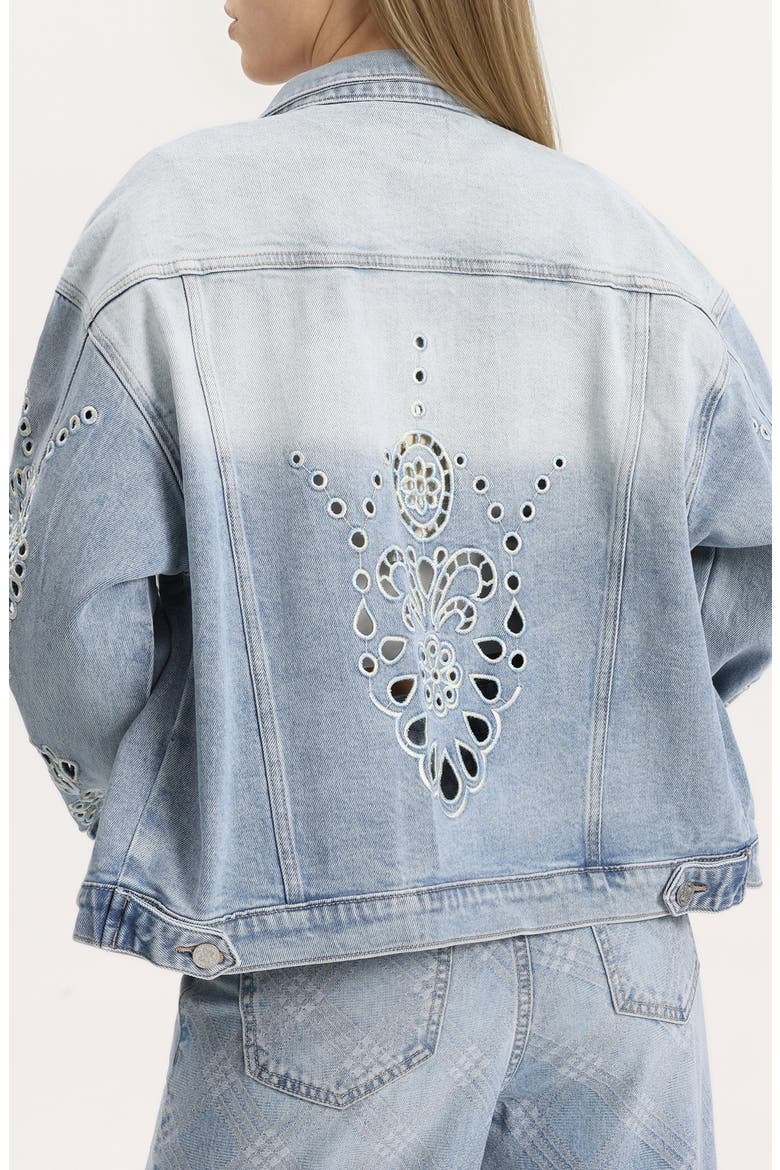 Embroidered Denim Jacket, Alternate, color, GAIA