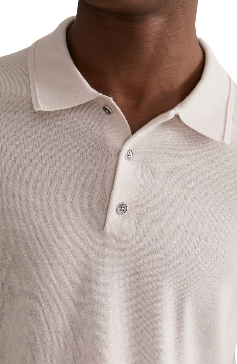 Reiss Trafford Long Sleeve Merino Wool Polo Sweater, Alternate, color, Beige