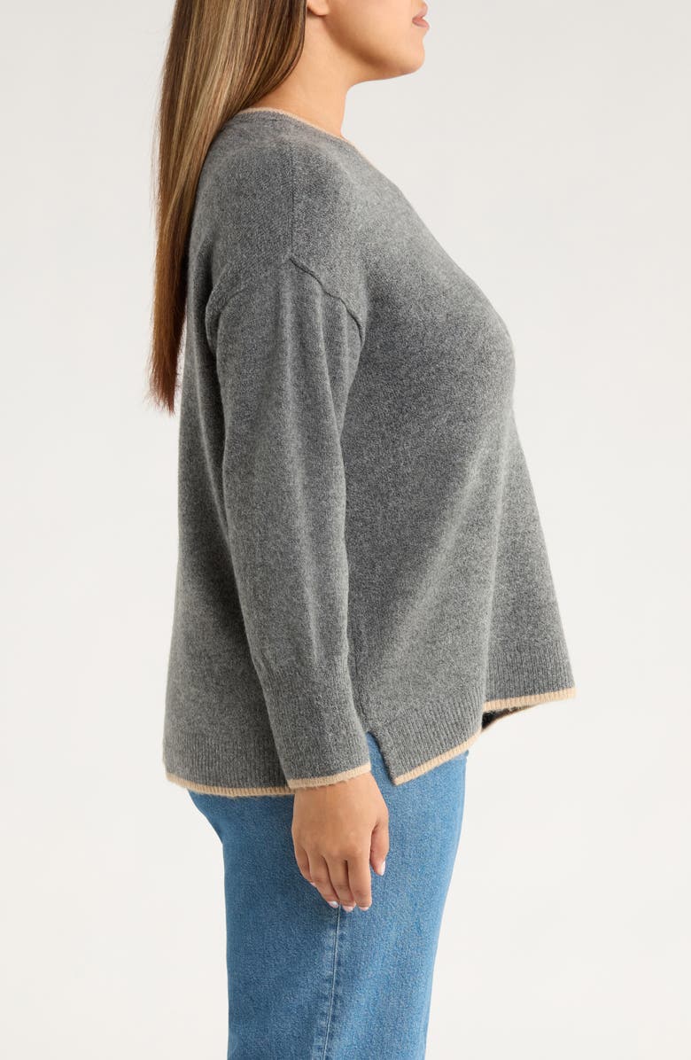 Vince Camuto Star Detail Crewneck Sweater, Alternate, color, Salt And Pepper