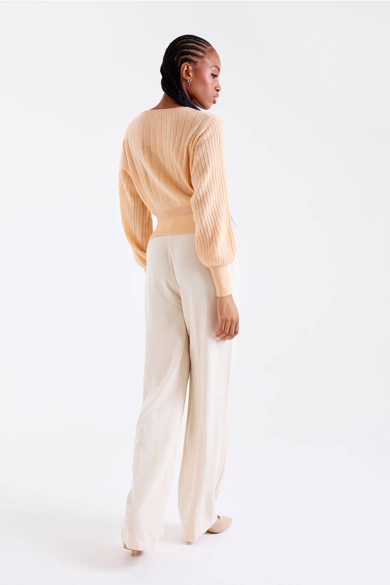 Rosa Ribbed 100% Cashmere Sweater, Alternate, color, BELLINI PEACH