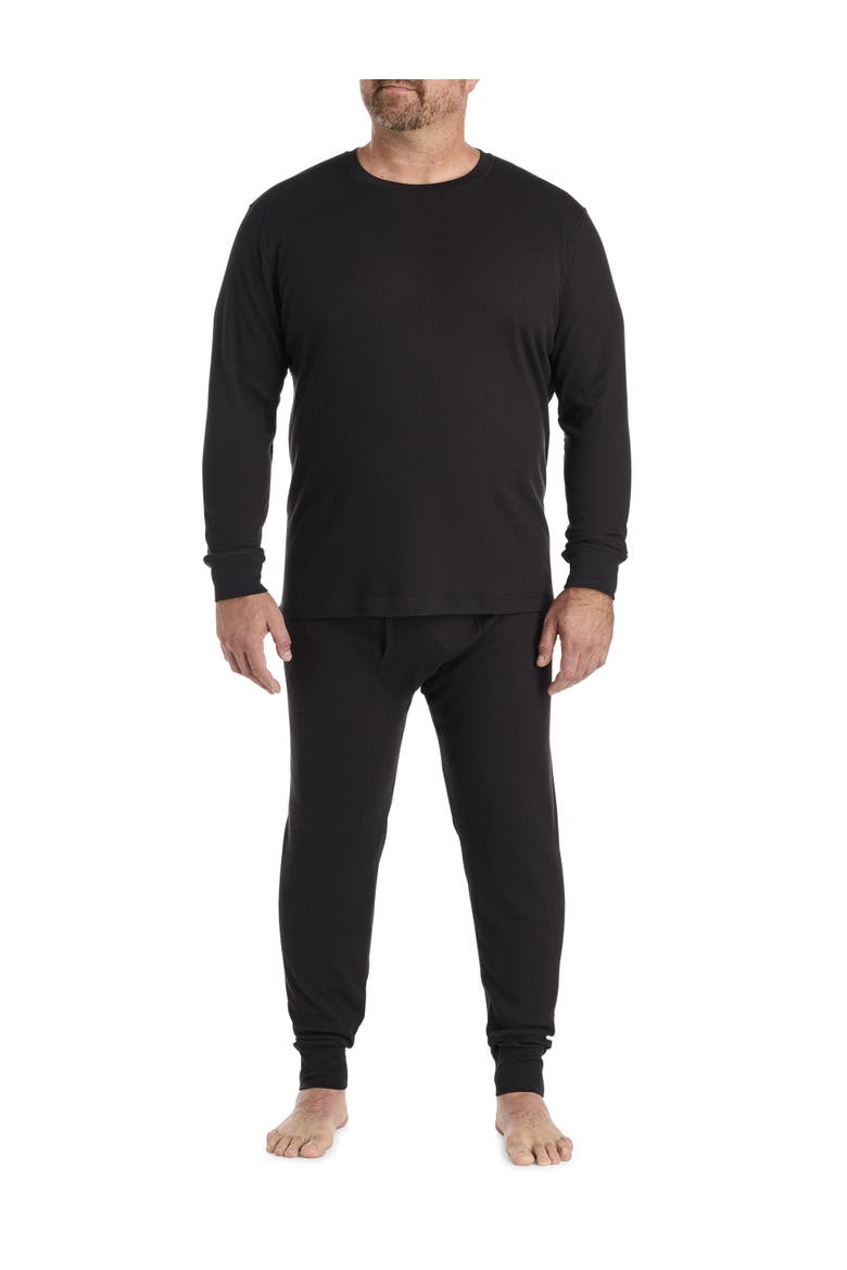 Big & Tall Performance Waffle-Knit Thermal Bottoms, Alternate, color, BLACK