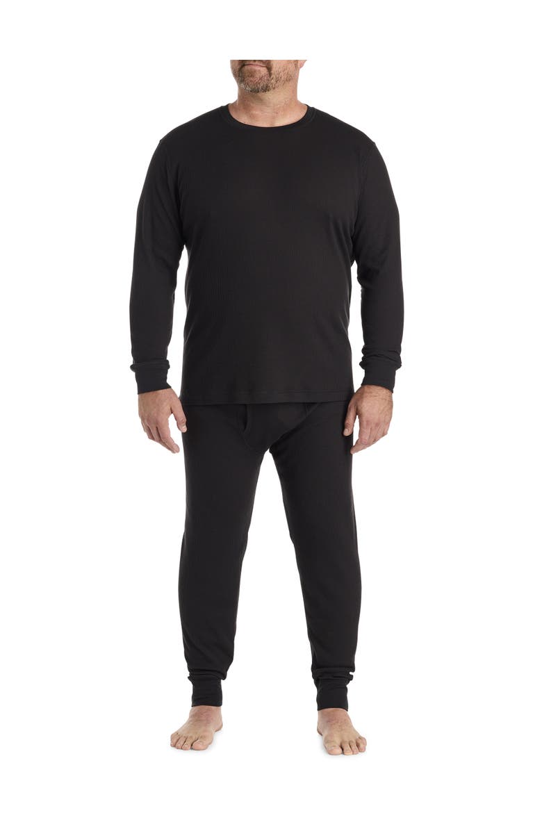 Harbor Bay by DXL Big & Tall Performance Waffle-Knit Thermal Bottoms, Alternate, color, Black