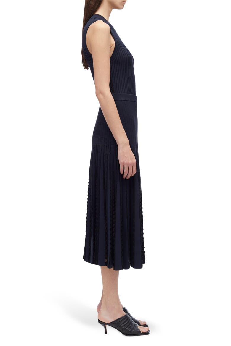Pointelle Rib Midi Skirt, Alternate, color, NAVY BLACK