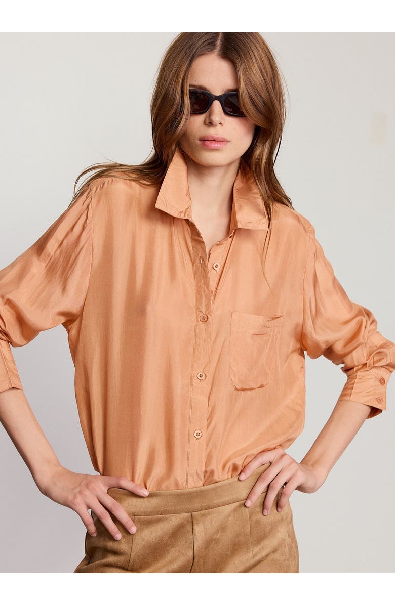 The Shirt by Rochelle Behrens The Silk Shirt, Alternate, color, Camel