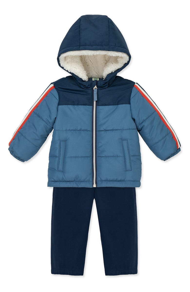 Little Me 3-Piece Hooded Jacket, Shirt & Pants Set, Alternate, color, Blue