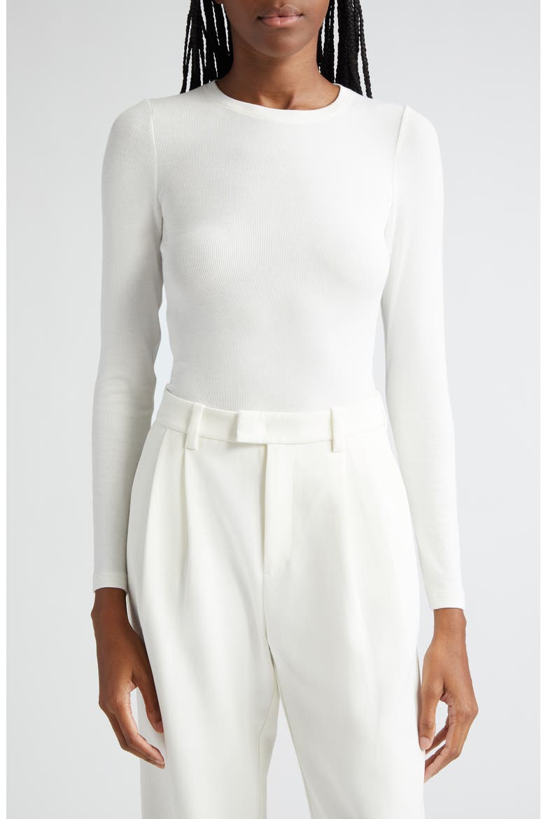 The Rib Long Sleeve Top, Main, color, WHITE