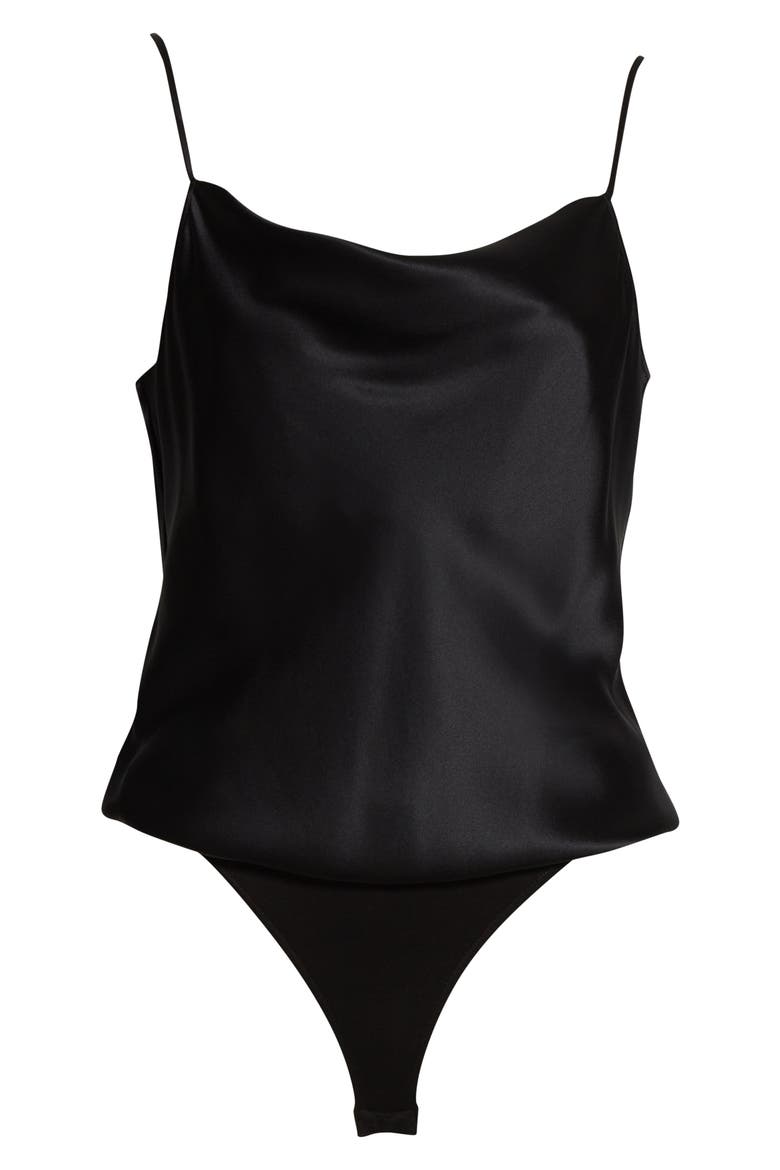 Giovanna Silk Bodysuit, Alternate, color, BLACK