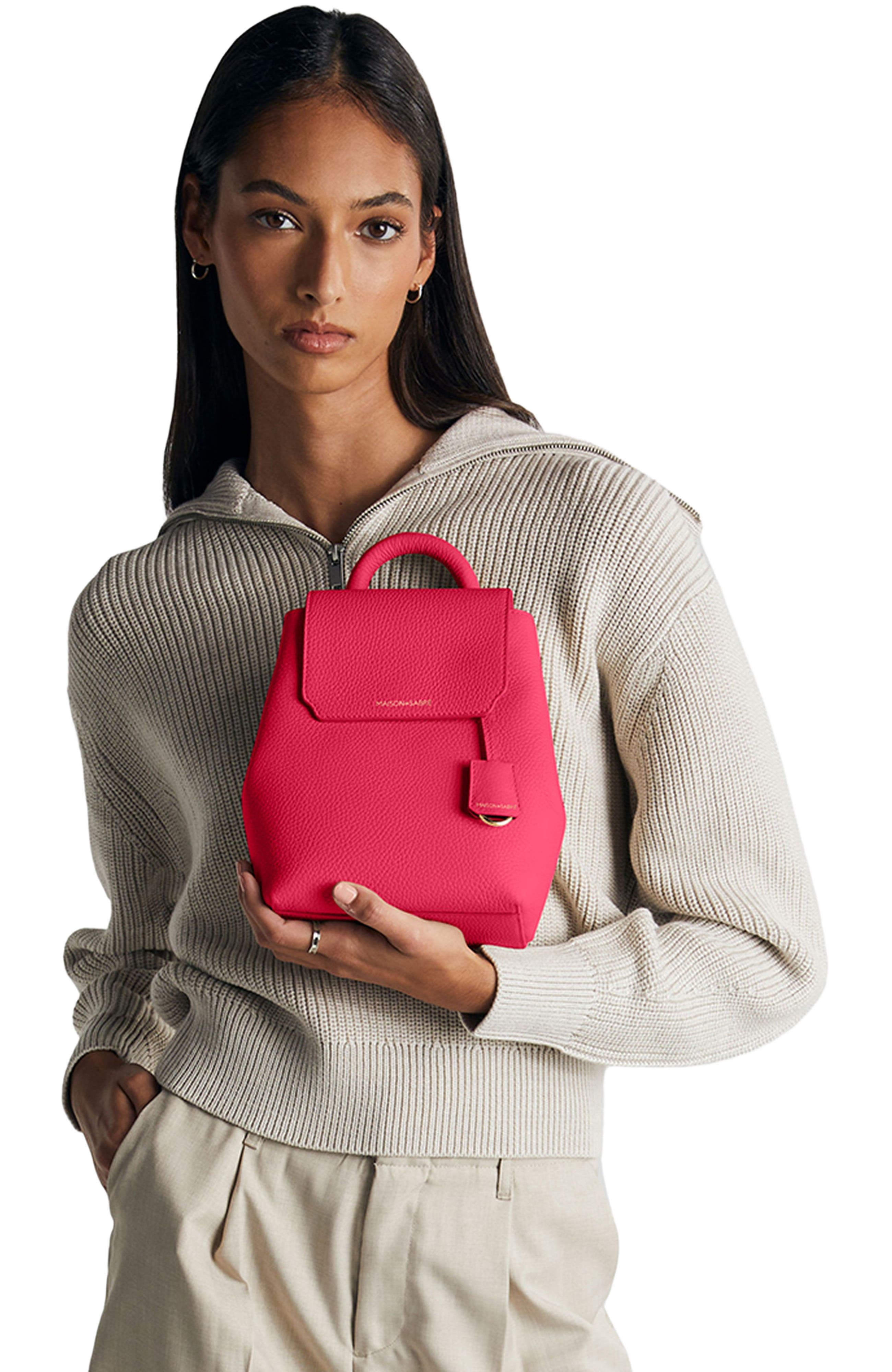 MAISON de SABRÉ Mini Soft Leather Backpack, Alternate, color, Shibuya Fuchsia