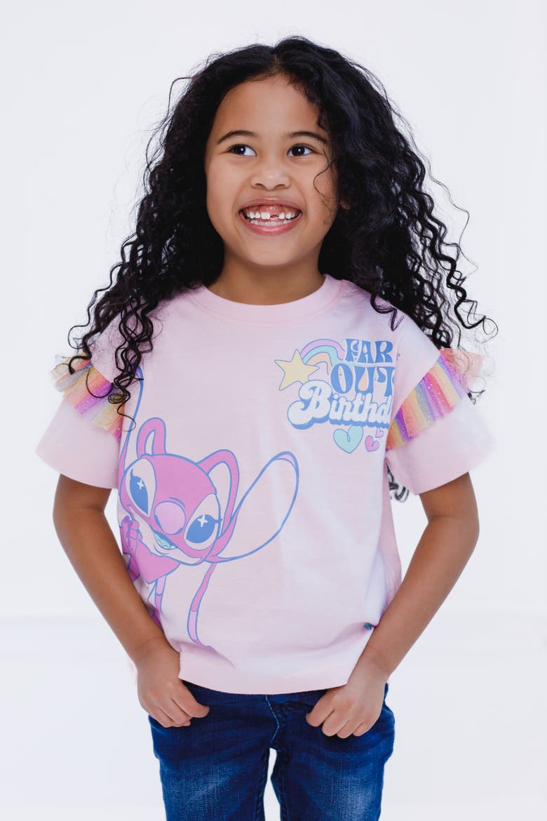 Lilo & Stitch Birthday Graphic T-Shirt, Alternate, color, Angel Light Pink