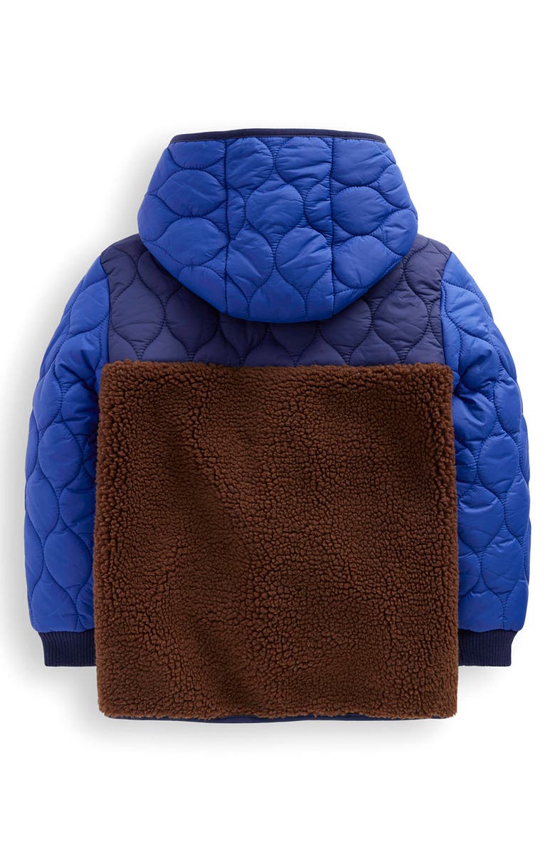 Mini Boden Kids' Colorblock Mixed Media Hooded Jacket, Alternate, color, Dark Colourblock