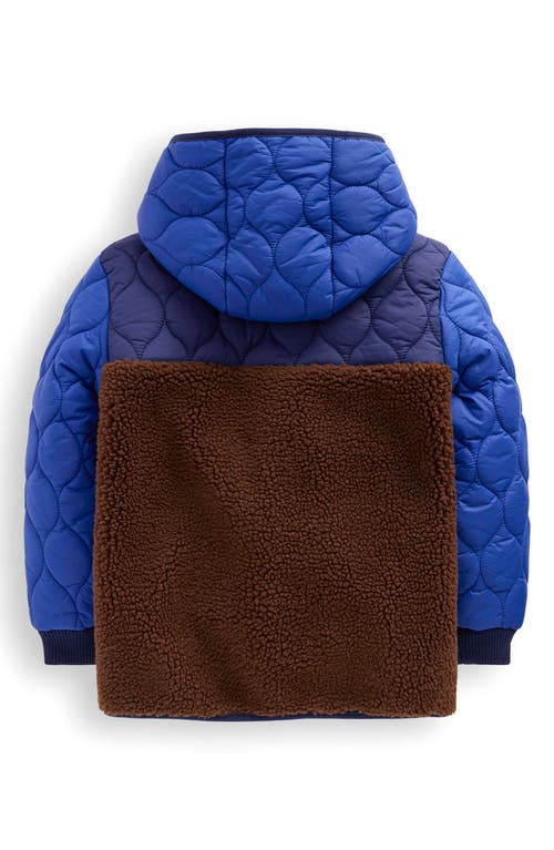 Mini Boden Kids' Colorblock Mixed Media Hooded Jacket In Multi