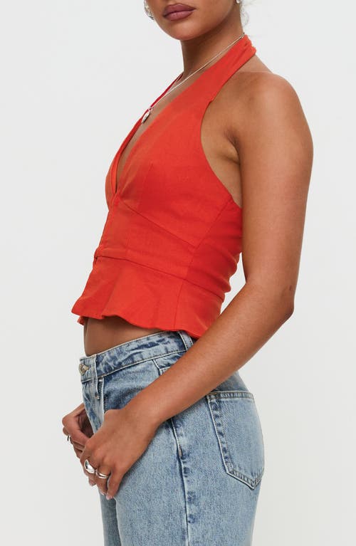 Shop Princess Polly Pleasing Peplum Halter Top In Red