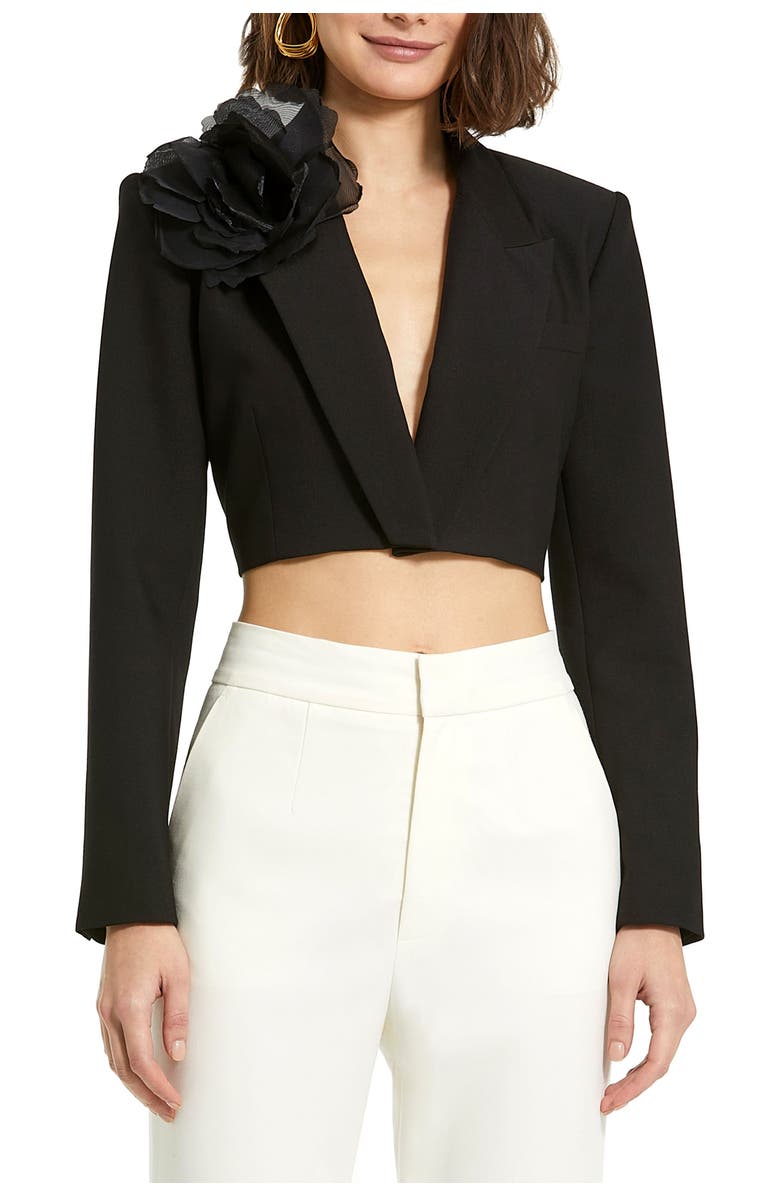 Mac Duggal Cropped Crepe Tailored Blazer, Main, color, 