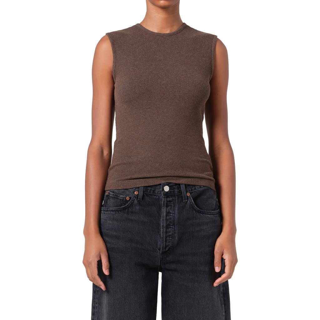 Agolde Binx Rib Tank In Lizrd (brnish/olv Intrmgle)