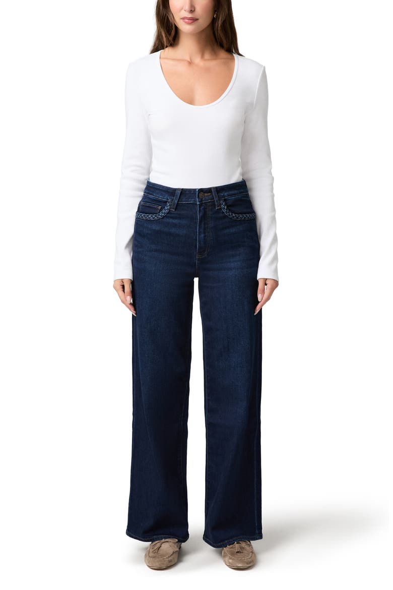 Anessa Braided Pocket High Waist Wide Leg Jeans, Alternate, color, ETERNO