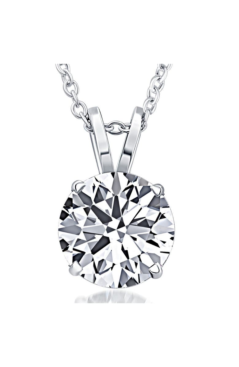 Bliss Diamond Certified 5Ct Round Solitaire Diamond Pendant Gold Lab Grown Necklace, Main, color, 14K White Gold