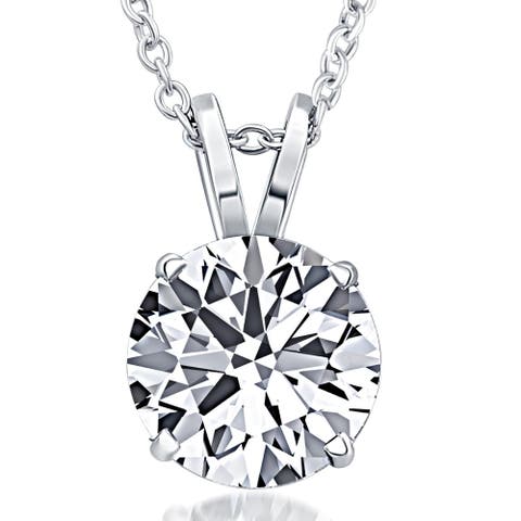 Certified 5Ct Round Solitaire Diamond Pendant Gold Lab Grown Necklace