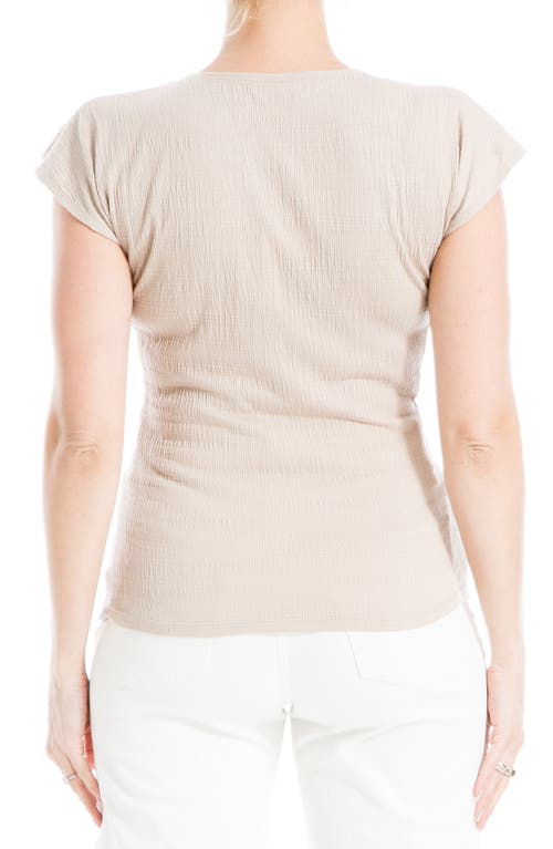 Max Studio Center Shirred Short Sleeve T-shirt In Brown
