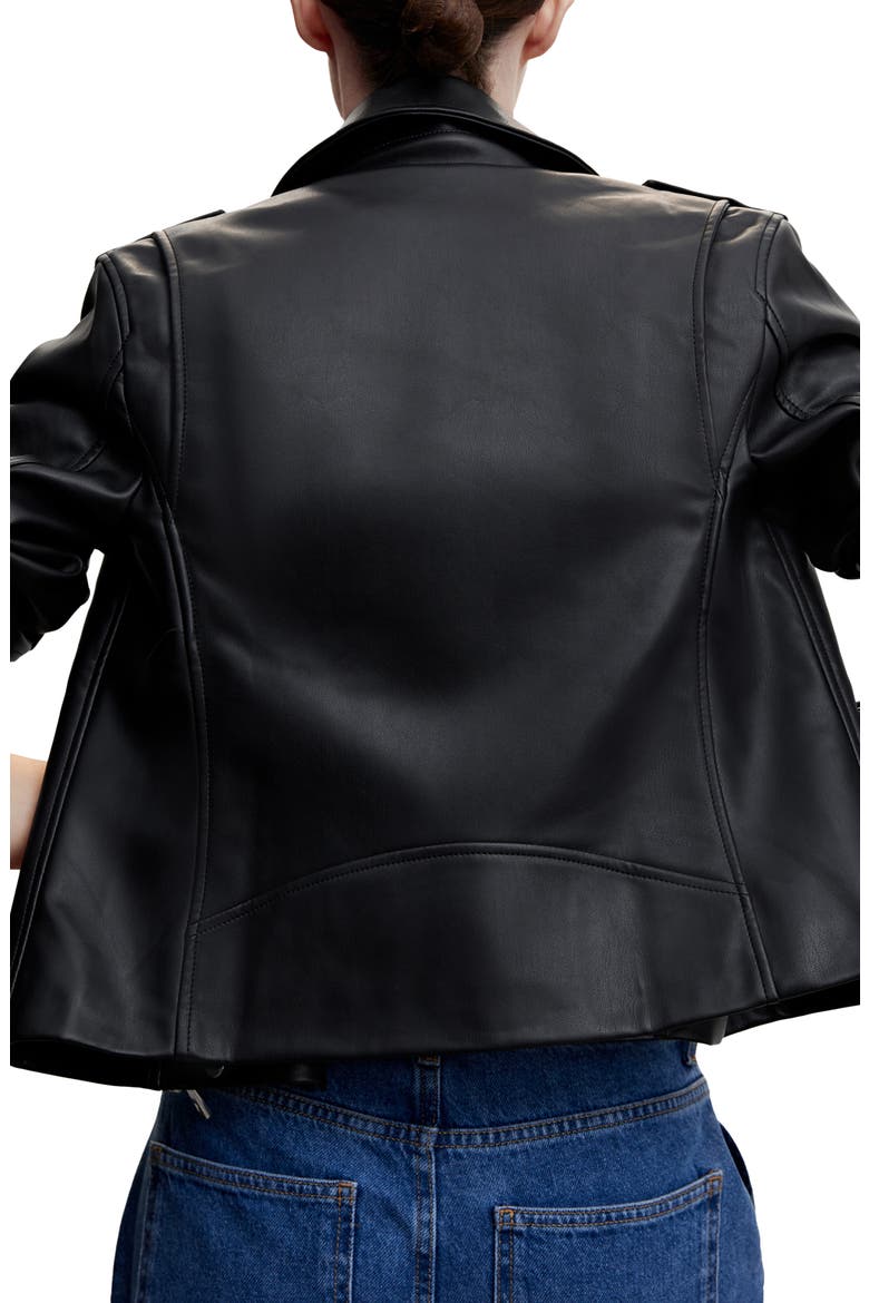 Faux Leather Biker Jacket, Alternate, color, BLACK