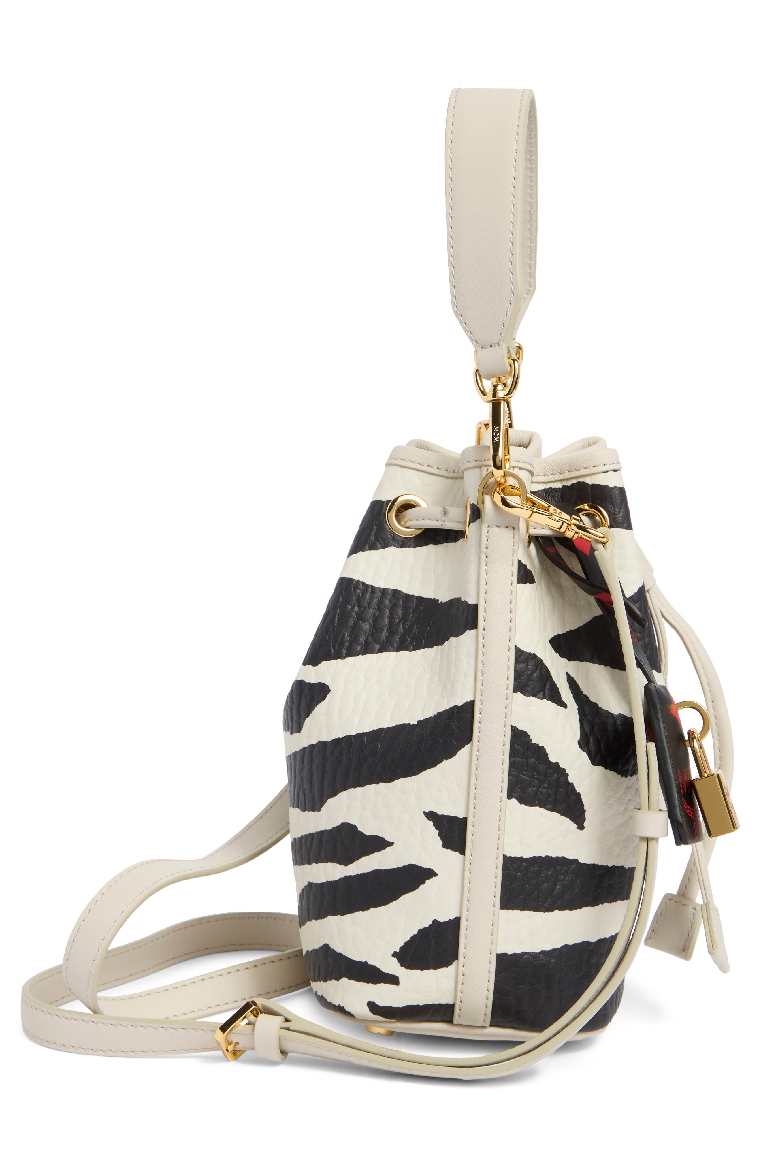 MCM Dessau VI Drawstring Mini Bucket Bag, Alternate, color, 