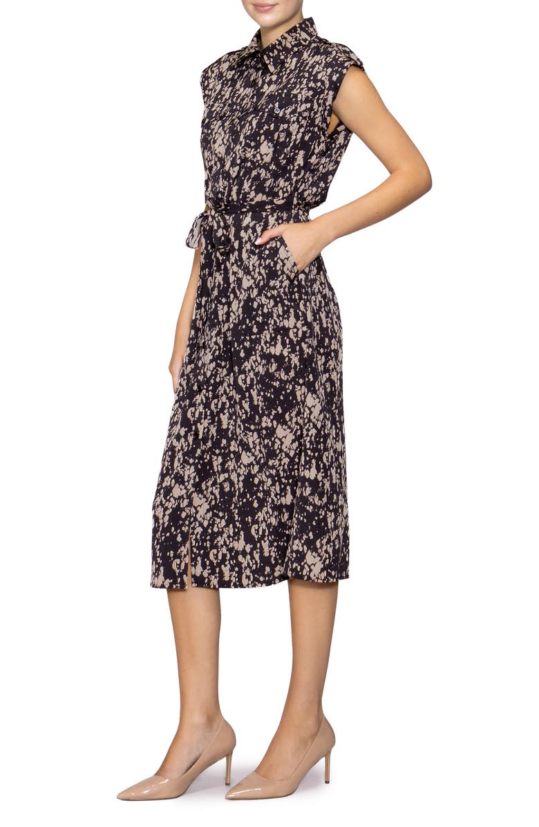 MELLODAY Cap Sleeve Utility Pocket Shirtdress, Alternate, color, Brown Multi