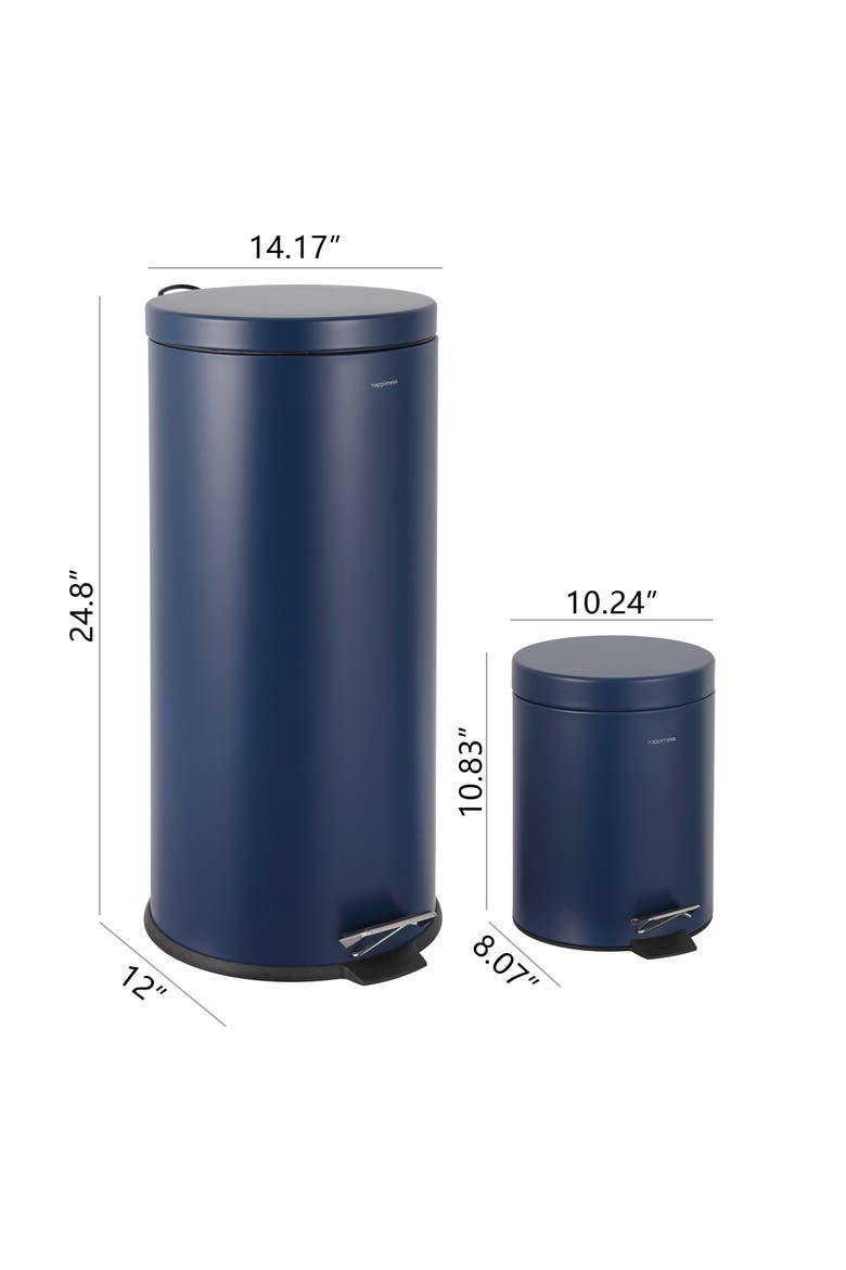 Oscar 8-Gallon Step-Open Trash Can with FREE Mini Trash Can, Alternate, color, Denim Blue