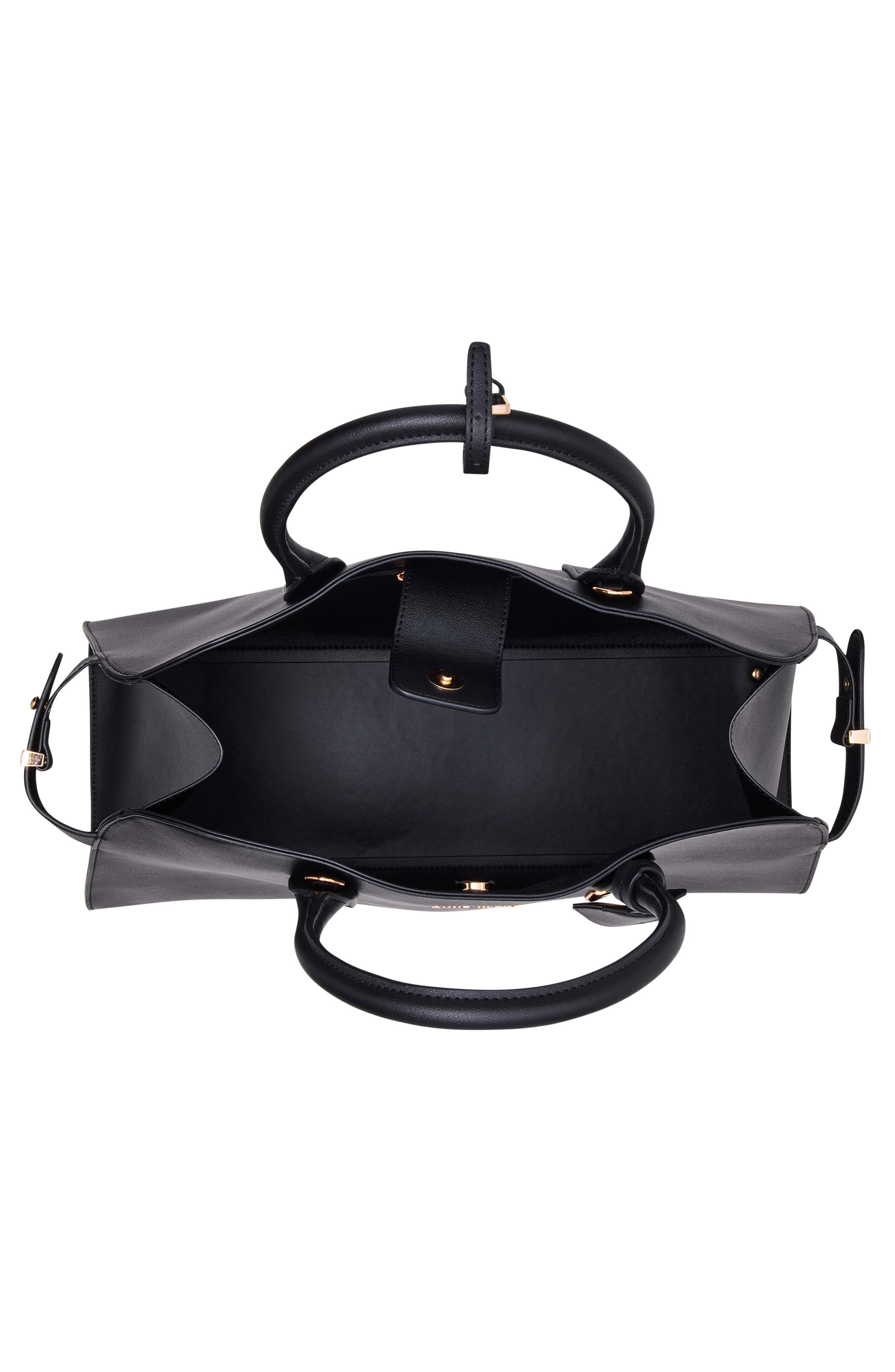 Anne Klein Large Curved Satchel, Alternate, color, Black