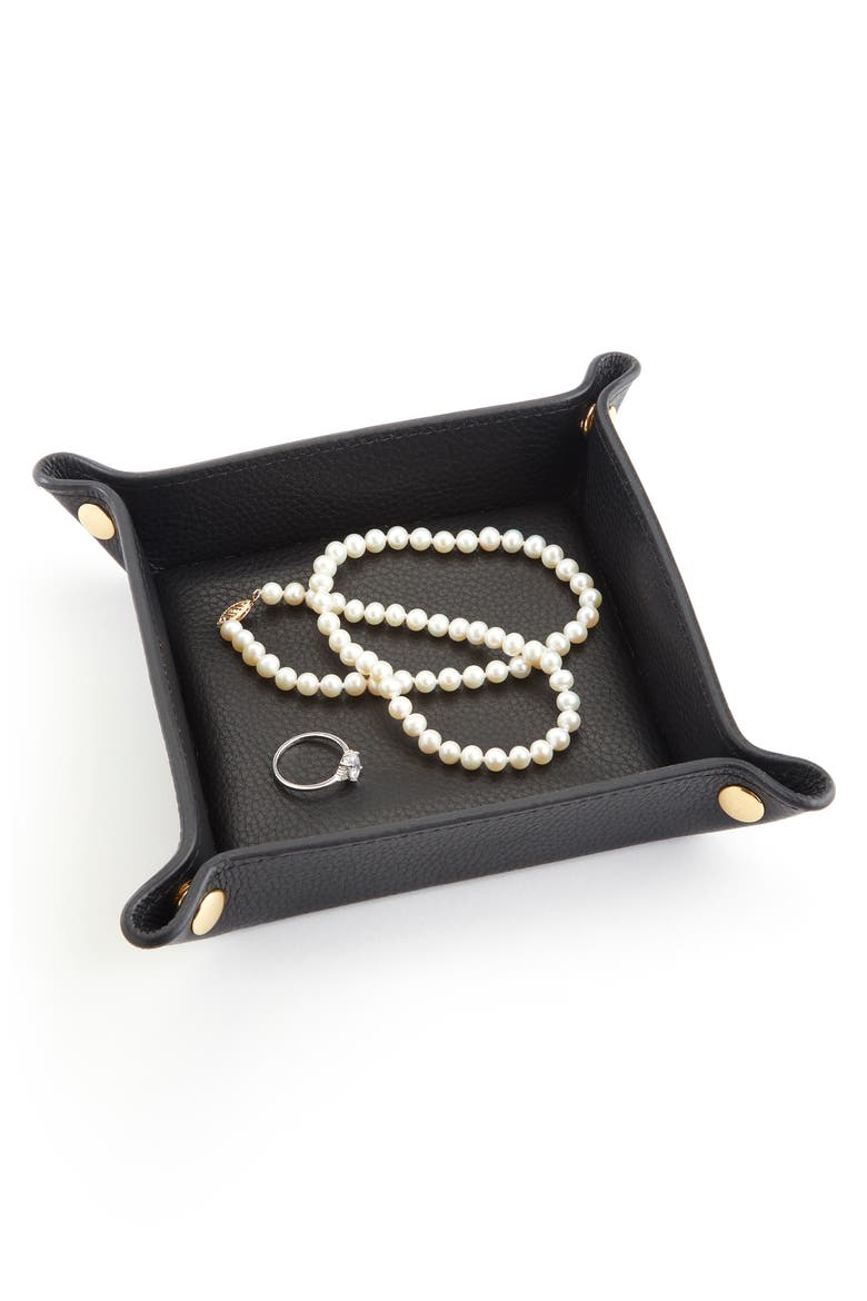Catchall Leather Valet Tray, Alternate, color, BLACK