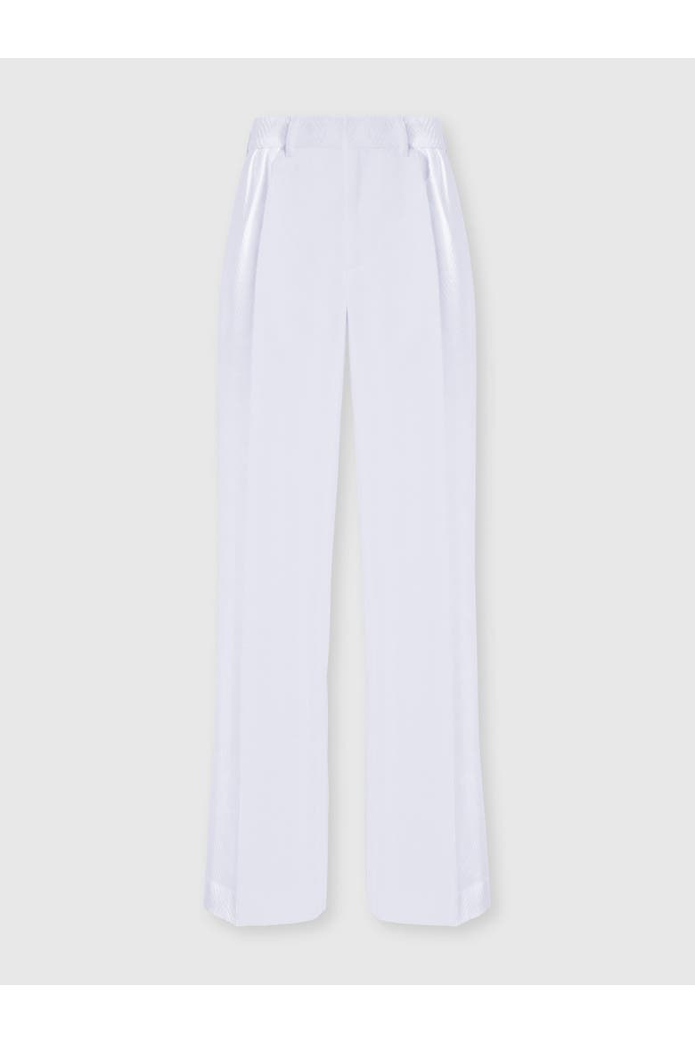 Classic Trousers In Cotton And Viscose Tone-on-tone Zig Zag, Alternate, color, White
