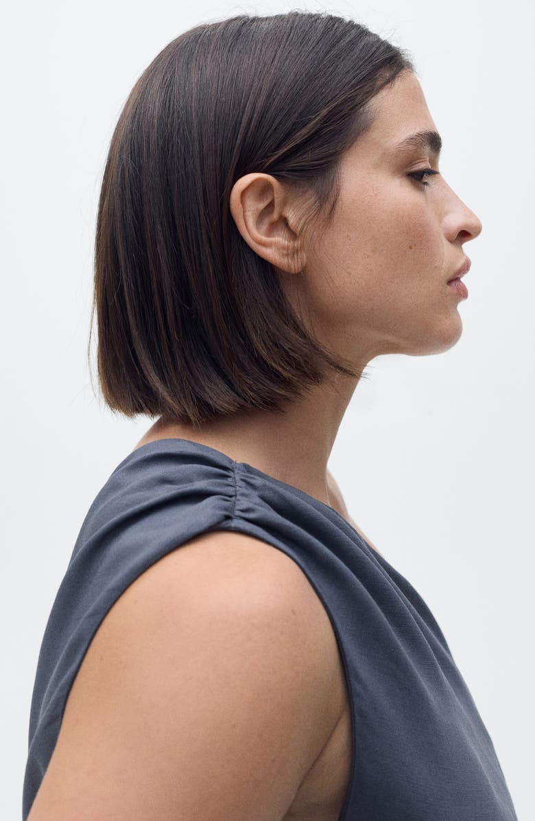 MANGO Asymmetric Ruched Dress, Alternate, color, Indigo Blue