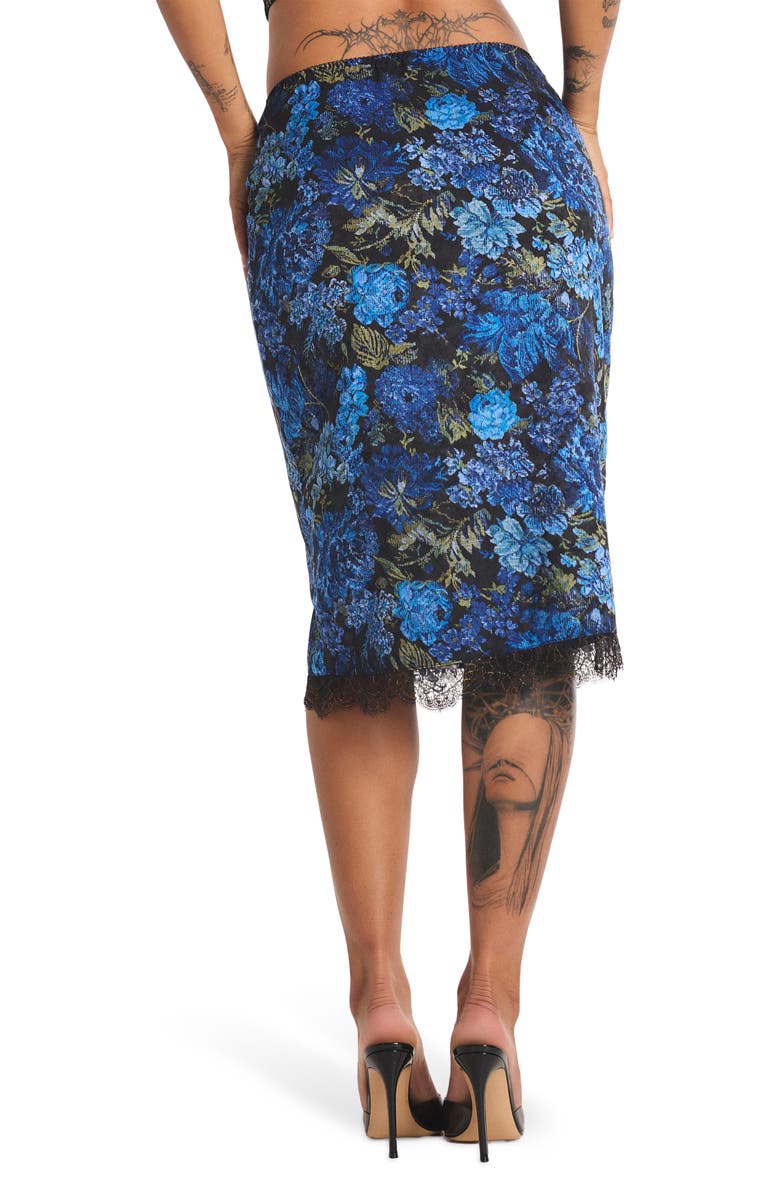 SAVAGE X FENTY Floral Rush Slip Skirt, Alternate, color, Black Caviar Tapestry Print