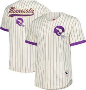 Mitchell & Ness Men's Mitchell & Ness  Cream Minnesota Vikings Vintage Logo Final Seconds Full-Button Mesh Top