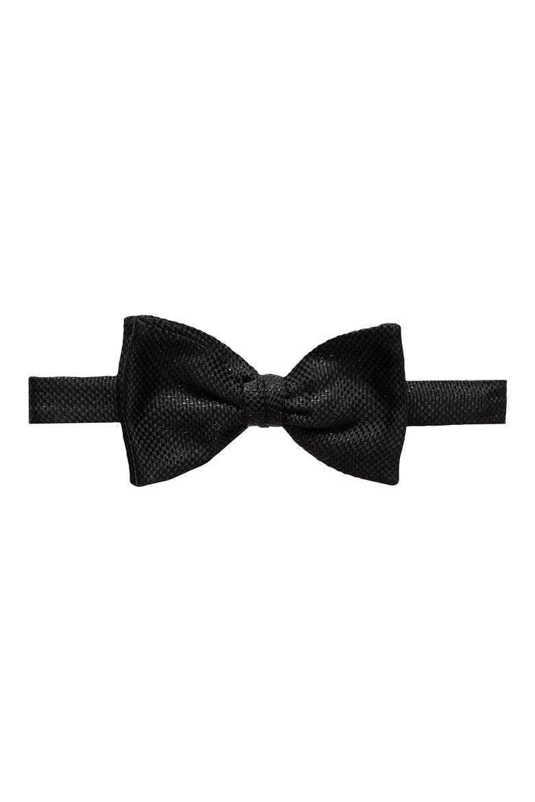 Solid Silk Blend Bow Tie, Main, color, BLACK
