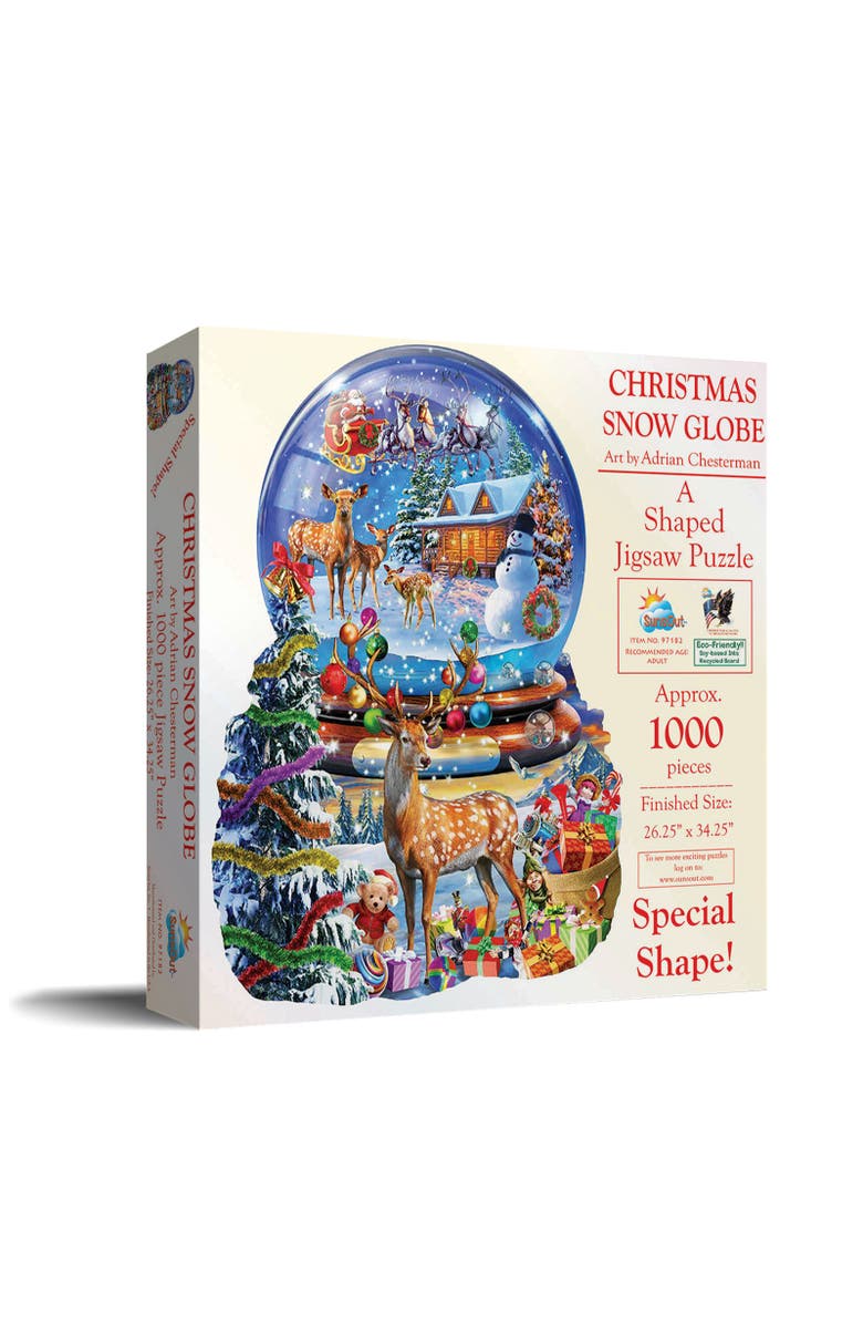 Sunsout Christmas Snow Globe 1000 piece Jigsaw Puzzle for Adults Special Shape, Main, color, Multicolor