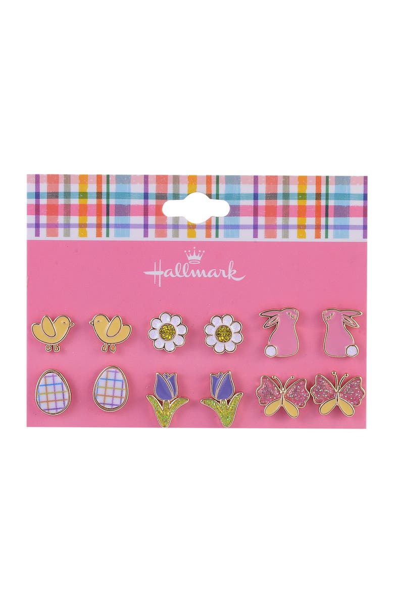 Hallmark 6 pack Easter Theme Stud Earring Set, Alternate, color, Multicolored