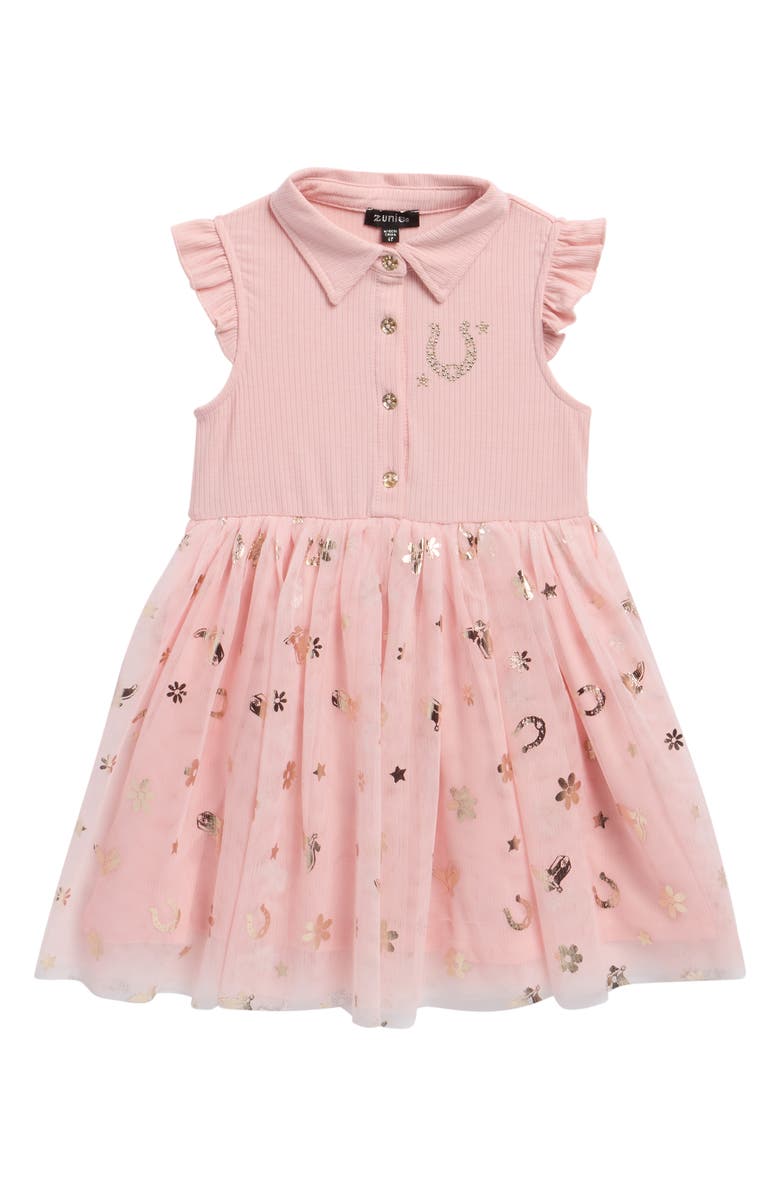 Zunie Kids' Rib Polo Tutu Dress, Main, color, 