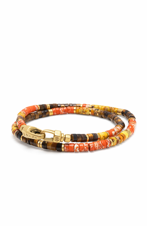 Jasper & Tiger Eye Heishi Wrap Bracelet